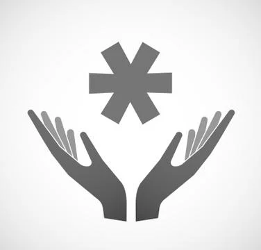 Two hands offering an asterisk Stock Illustration