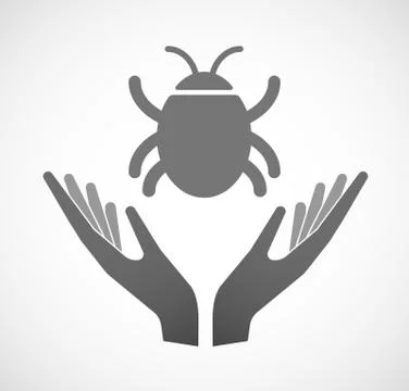 Two hands offering a bug Stock Illustration