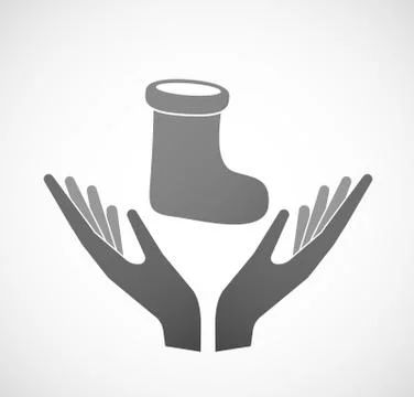 Two hands offering a christmas sock Stock Illustration