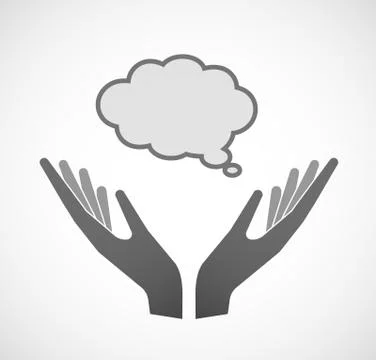 Two hands offering a comic cloud balloon Illustrazione stock