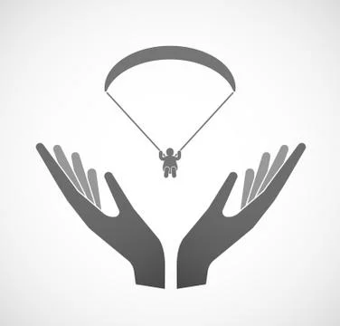 Two hands offering a paraglider Stock Illustration