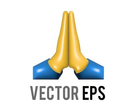 Two hands placed together thank you or pray 3D icon Stock Illustration