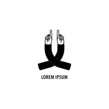 Two hands pointing up vector illustration. Gesture with raised up one finge.. 스톡 일러스트