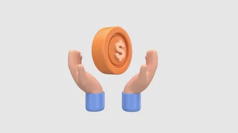 Two hands present a dollar coin, symbolizing financial security, investment.. Stock Footage 310602567