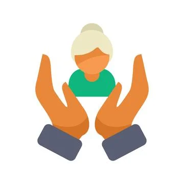 Two hands protecting elderly person representing insurance concept Stock Illustration