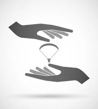 Two hands protecting or giving a paraglider Stock Illustration