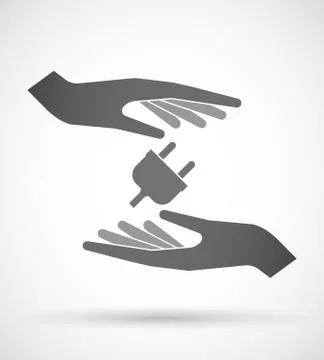 Two hands protecting or giving a plug Illustrazione stock