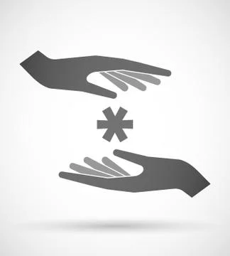 Two hands protecting or giving an asterisk Stock Illustration