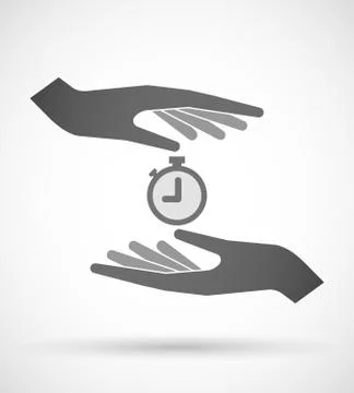 Two hands protecting or giving a timer Stock Illustration