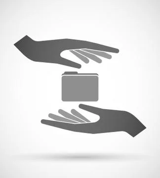 Two hands protecting or giving a folder Stock Illustration