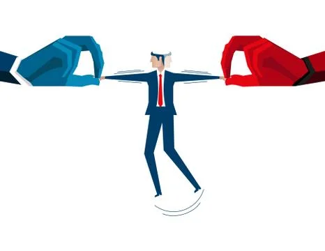 Two Hands pulling businessman Stock Illustration