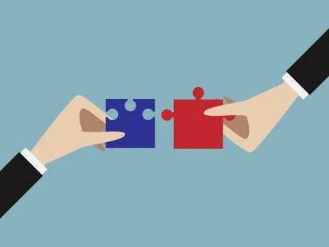 Two hands with puzzles Stock Illustration