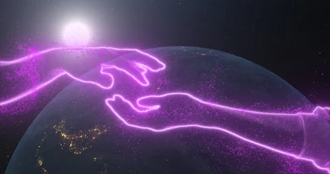 Two hands reach out to each other, moving fingers touch each other against the Vídeos de archivo 222805741