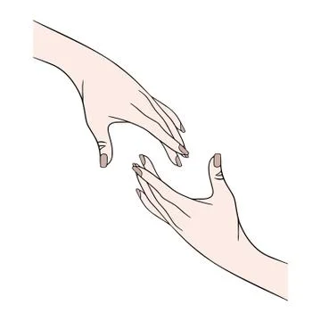 Two hands reach out to each other. Vector concept illustration. Trust, help Stock Illustration