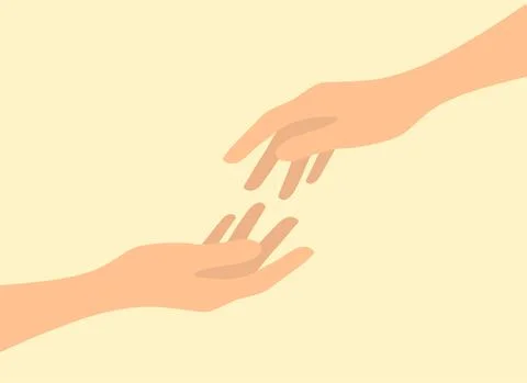 Two hands reach towards each other. Support and helping hand concept Stock Illustration
