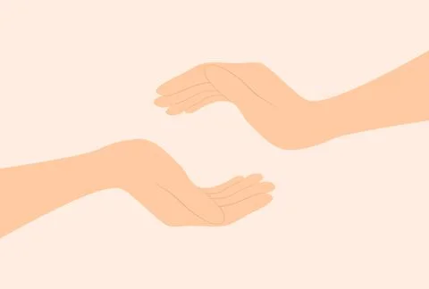 Two hands reach towards each other. Support and care concept Stock Illustration