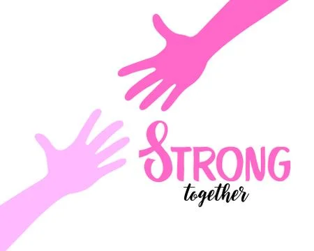 Two hands reaching to each other. Helping hand. Breast cancer awareness month. Stock Illustration