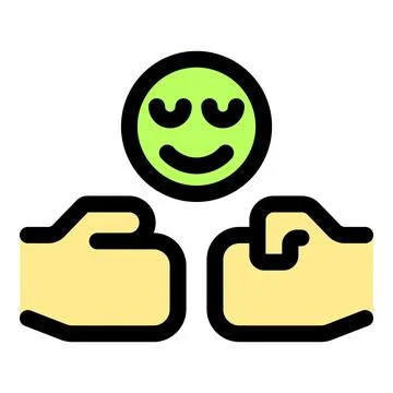 Two hands reaching each other with smiling face, showing respect, agreement.. Stock Illustration