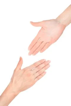 Two hands reaching each other Foto stock
