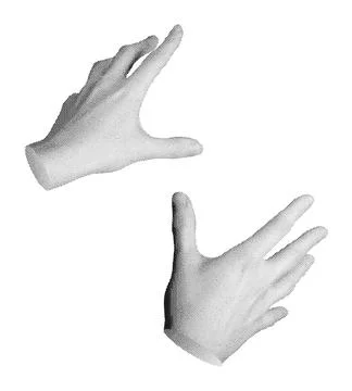 Two hands reaching out, stretching to something invisible, pov. Halftone styl Stock Illustration