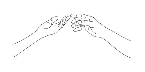 Two hands reaching out, touching each other vector 스톡 일러스트