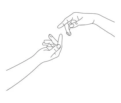 Two hands reaching out, touching each other vector Stock Illustration