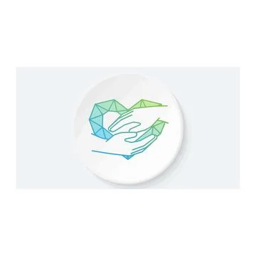 Two hands shaking in a circular logo design Stock Illustration