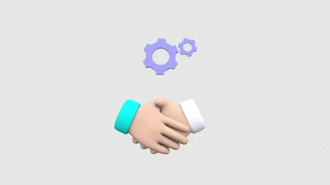 Two hands shaking, partnership or agreement, with gears above them represen.. Stock Footage 305232612