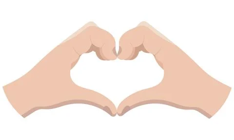 Two Hands in the shape of a heart isolated on a white background Stock Illustration