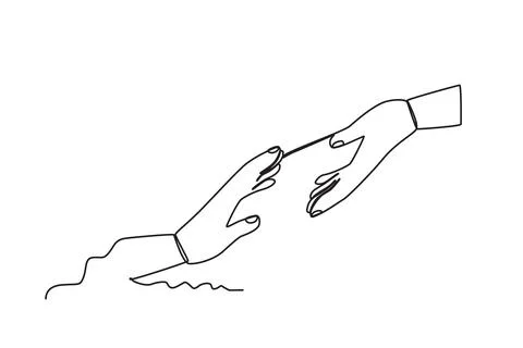 Two hands stretched out to each other Stock Illustration