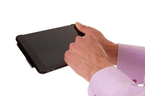 Two hands with tablet pc. Stock Photos