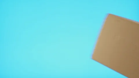 Two hands taking a box gift on blue background Stock-Footage 128242684