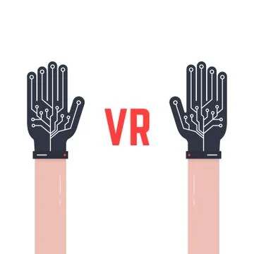 Two hands thin with vr gloves Stock Illustration
