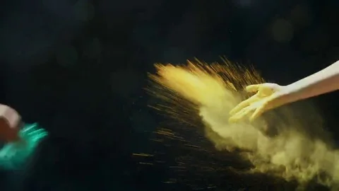 two hands thrown forward .Holidays paint... | Stock Video | Pond5