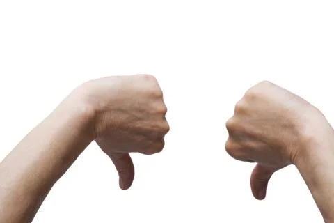 Two hands with thumb down Stock Photos