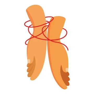 Two hands tied together with red string showing concept of connection Stock Illustration