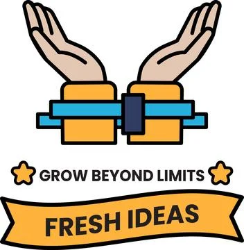 Two hands tied together, with the words "grow beyond limits" written below Stock Illustration