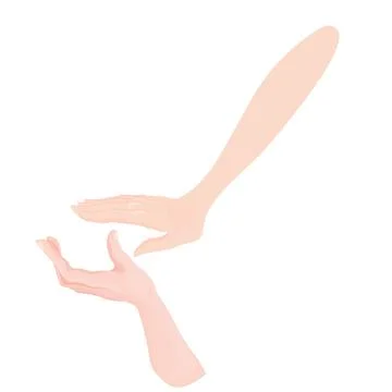 Two hands try to clap their hands, cartoon illustration, isolated object on w イラスト素材