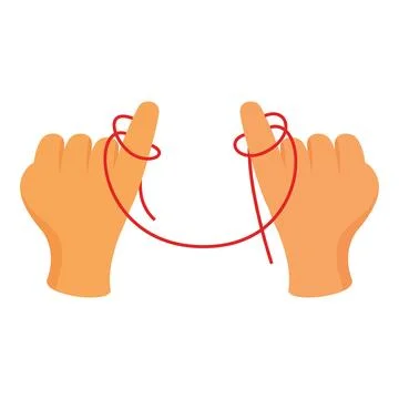 Two hands tying knot with red thread, making promise or agreement concept Stock Illustration