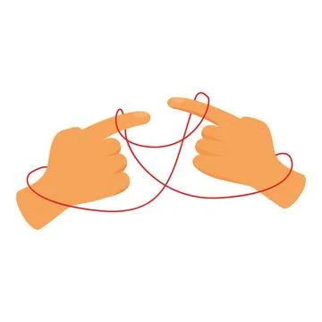 Two hands tying red string of fate together, love and relationship concept Stock Illustration