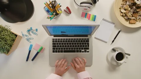 Two Hands Typing on the Laptop Stock Footage 86091430