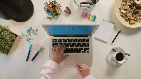 Two Hands Typing on the Laptop Stock Footage 86091642