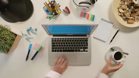 Two Hands Typing on the Laptop Stock Footage 86091797