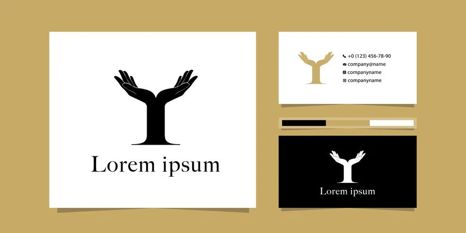 Two hands up, unite into one. elegant logo Stock Illustration