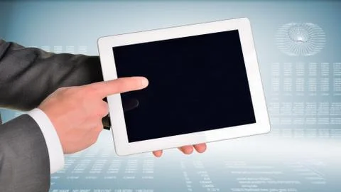Two hands using tablet pc Stock Illustration