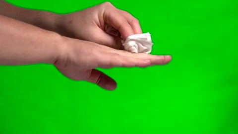 Two hands wiping each other with a damp napkin Stock Footage 151399336