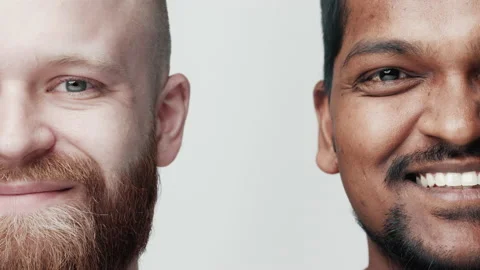Two Handsome Young Portrait Man Smiling Looking at Camera Close-up 4k Vídeo Stock 156963785