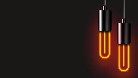 Two Hanging Neon Orange Filament Tube Bulbs Stock Footage 337390867