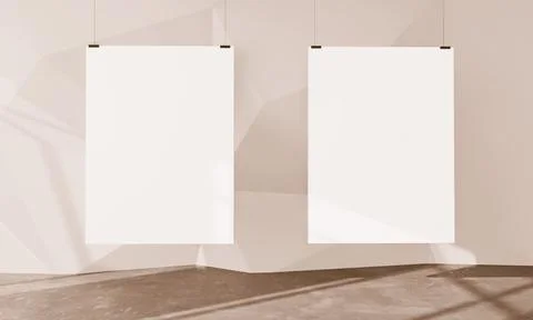 Two hanging poster on gallery Stock Illustration