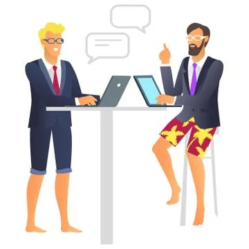 Two Happy Busineesmans on Rest Vector Illustration Stock Illustration